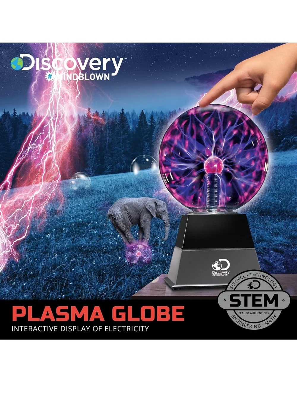 Discovery Plasma Globe Lamp - Purple and Pink Lightning Display NWT In Box